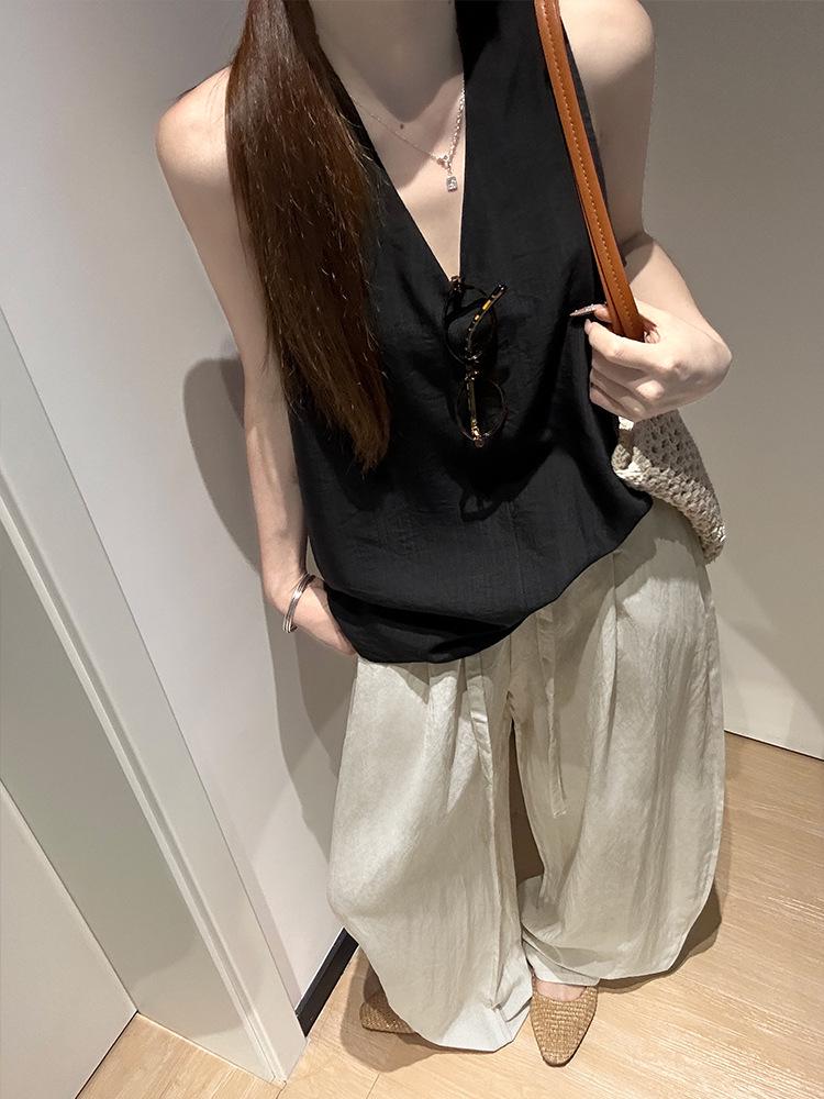 Women's Tencel Linen Wide-Leg Pants - Autumn 2025, Lightweight, Loose Fit, Straight-Leg, Sun Protection Casual Wear.