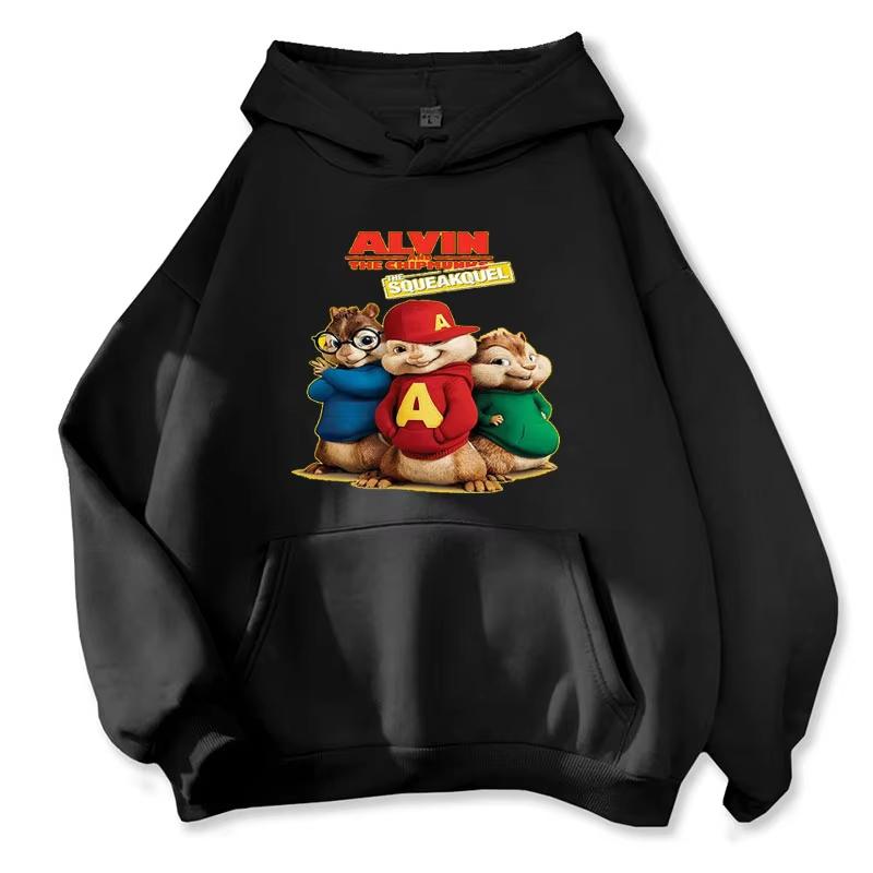 

Cartoon Hoodie Alvin and The Chipmunks Green Red Navy Blue Shirt Camisa S/P Movie Promo Animation Long Sleeve Hoody Sweatshirts 3XL