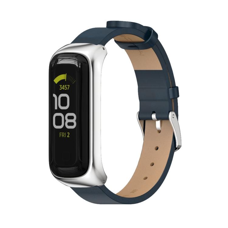 For Samsung Galaxy Fit 2 MIJOBS Metal Case Microfiber Leather Watch Band