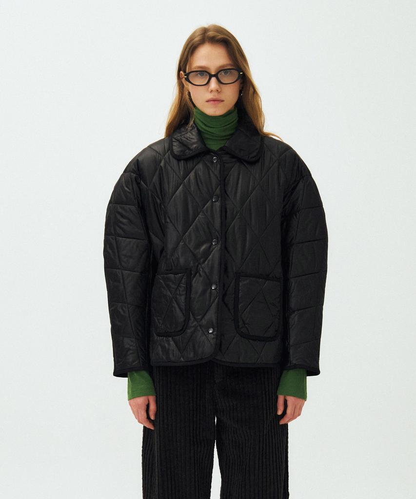 Mais Glossy Quilting Raglan Jacket / Black