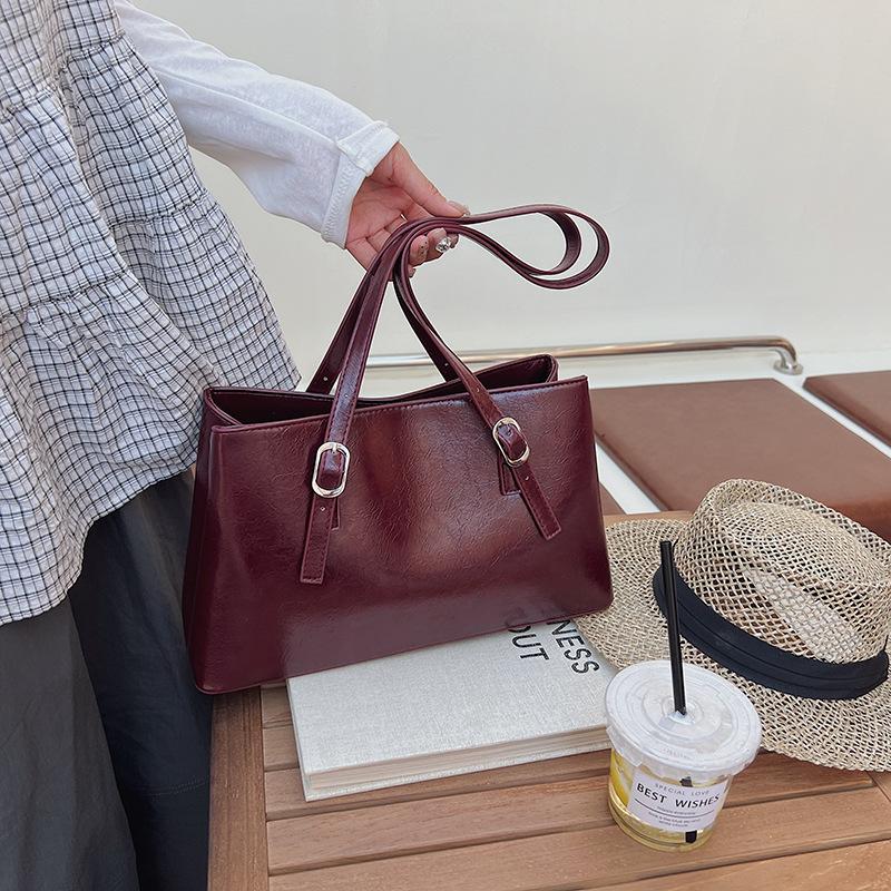 Retro large-capacity shoulder tote bag women's autumn new niche design hand-held underarm bag trendy women's bag