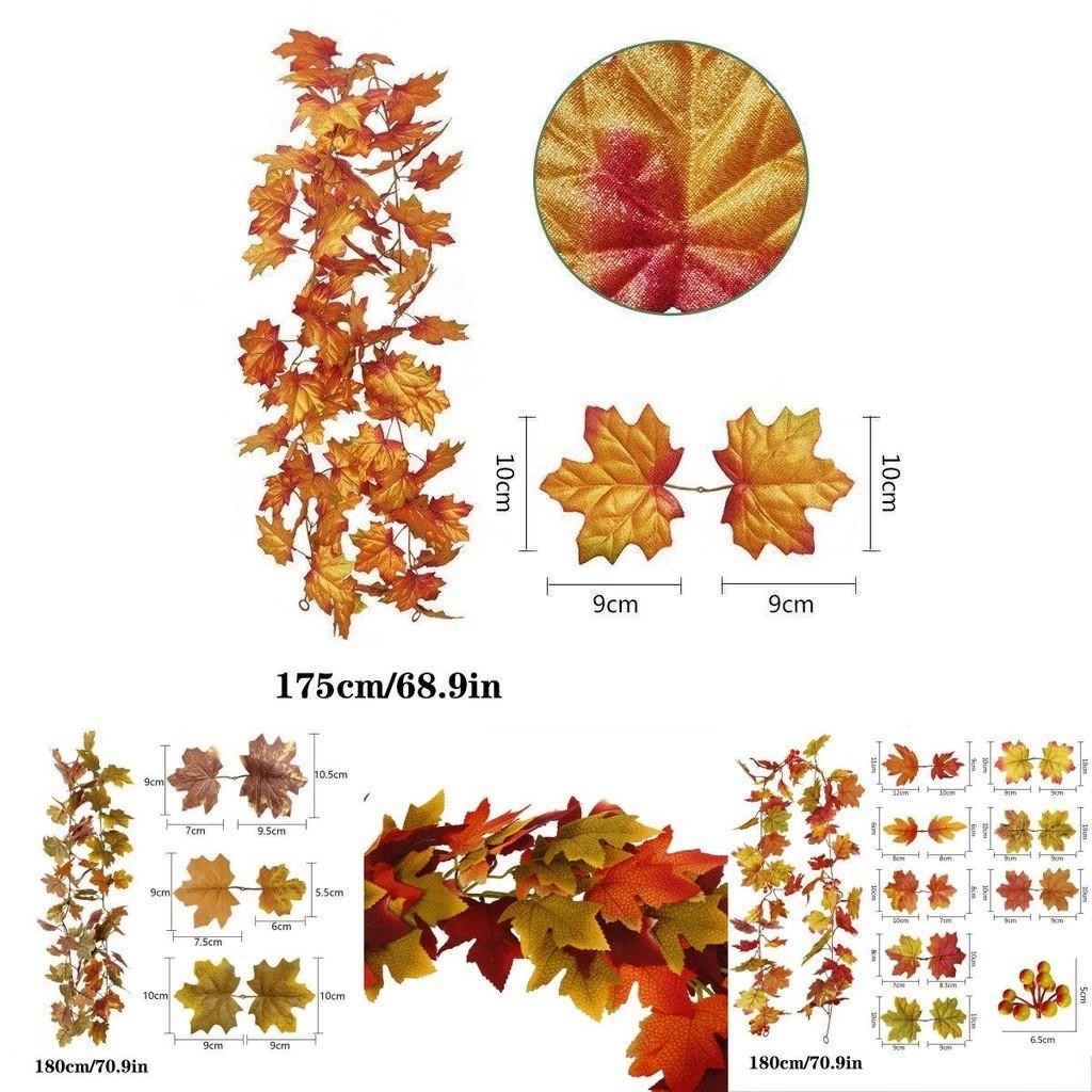 Realistic Autumn Maple Leaf Garland For Thanksgiving And Halloween Decorations