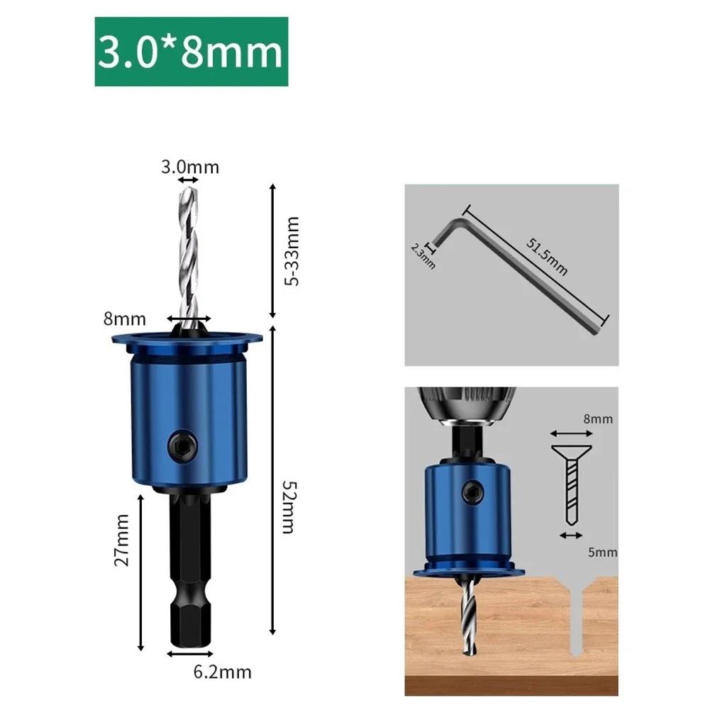 Countersunk Drill Bit with Alloy Core Limiter, Countersink Drill Router Bit, Woodworking Tool for Drilling Pilot Holes In Wood