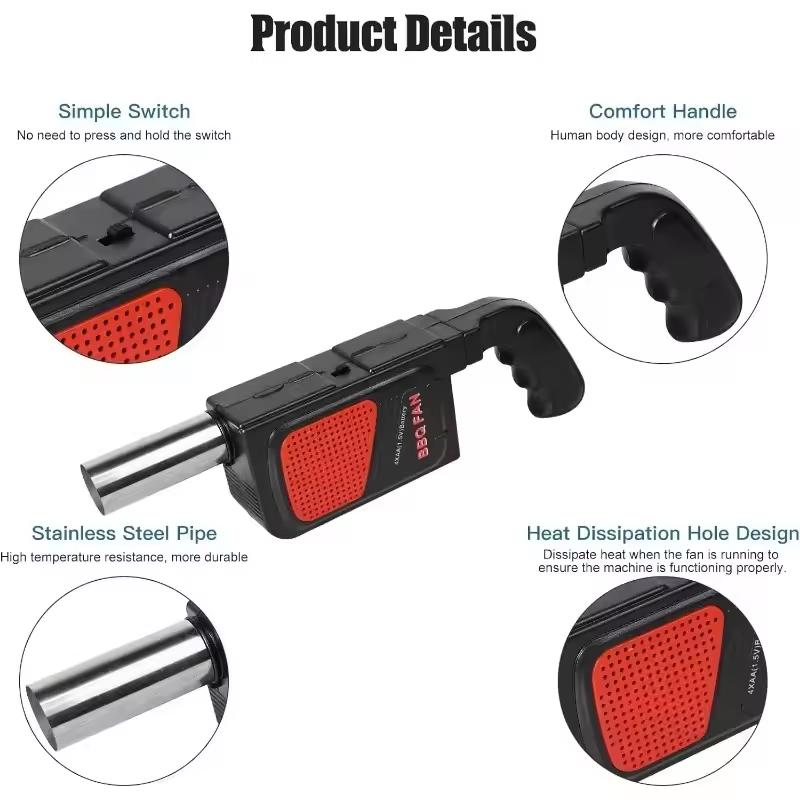 Convenient handheld electric blower,extended handle,accelerates charcoal burning,use for outdoor camping,picnic,BBQ,cooking tool