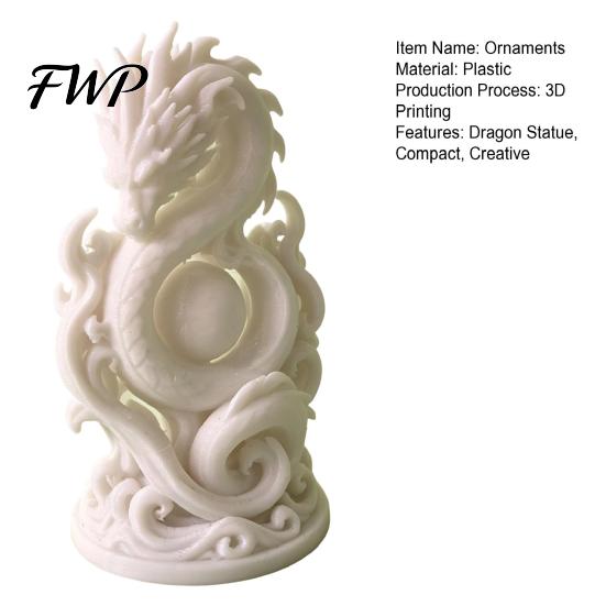 3D Printed Dragon Ornament Chinese Statue, Compact Figurine, Fine Detail Zodiac Collectibles Carving Design, Creative for Office Desk Decor Statue