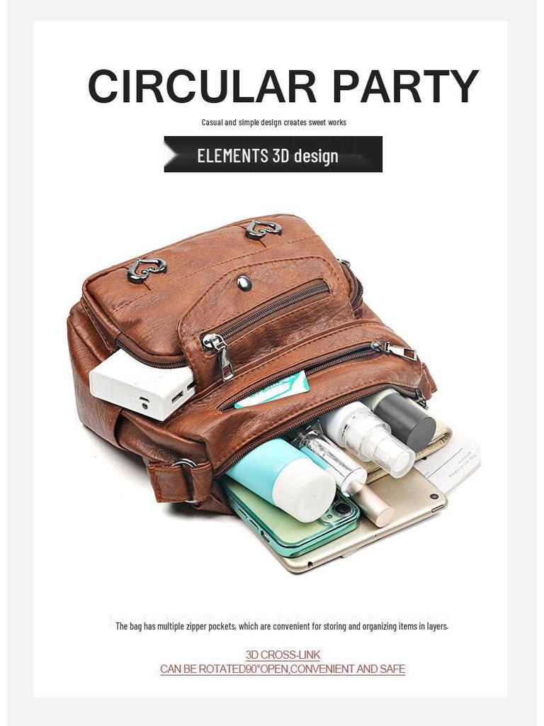 Versatile Crossbody Soft Leather Bags for Women - Multi-Pocket Shoulder Bags for Middle-Aged and Elderly, Ideal for Travel.