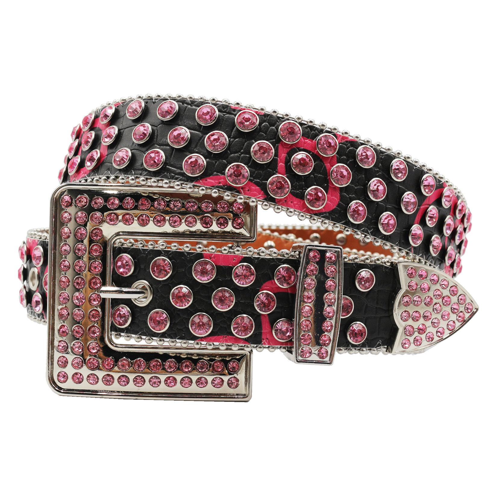 

Pattern European and American Fashion Men and Women s Belt Punk Denim Rock Rivet Rivets Rings Inlaid Wide Belt Men 105cm