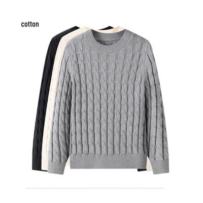 Nuovo Top Maglione da Donna in Cotone Spesso a Maglia a Treccia Girocollo per Autunno/Inverno