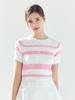 LORDLOAR Striped Ribbed Round Knit Pink