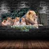 Lion Family Scene 5 Piece Five Panel Wall Canvas Print Modern Art Poster Home Decor Gift For Him For Her