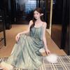 Spring and summer new ice and snow silk simple and elegant high-end temperament beautiful back suspender nightdress fairy fairy style long dress