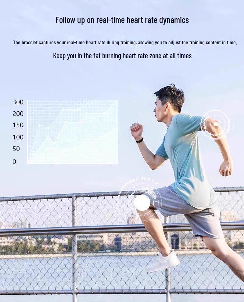 Stylish Multi-Function Sports Bracelet with Heart Rate Monitor and Custom Wallpaper – Perfect for Students