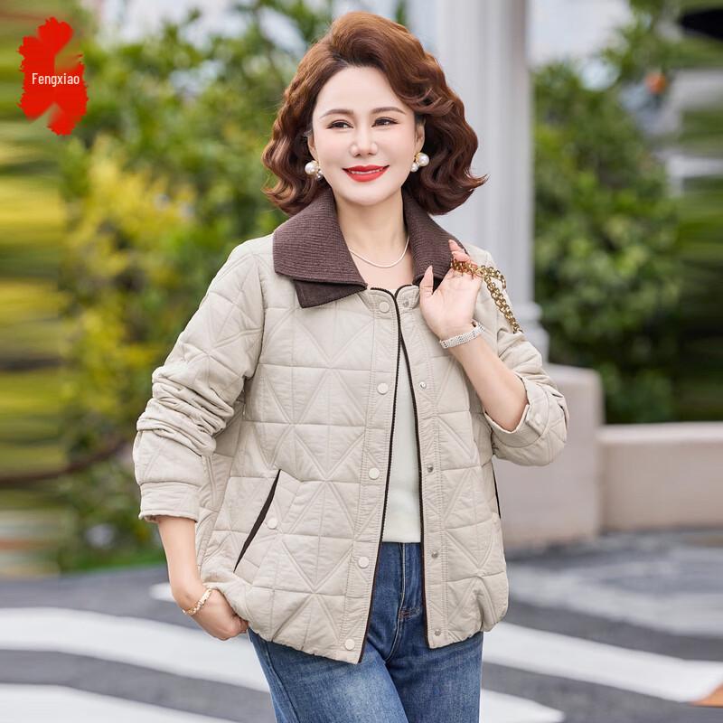 FENGXIAO Women s Middle-Aged Spring/Autumn Casual Lapel Top 4XL