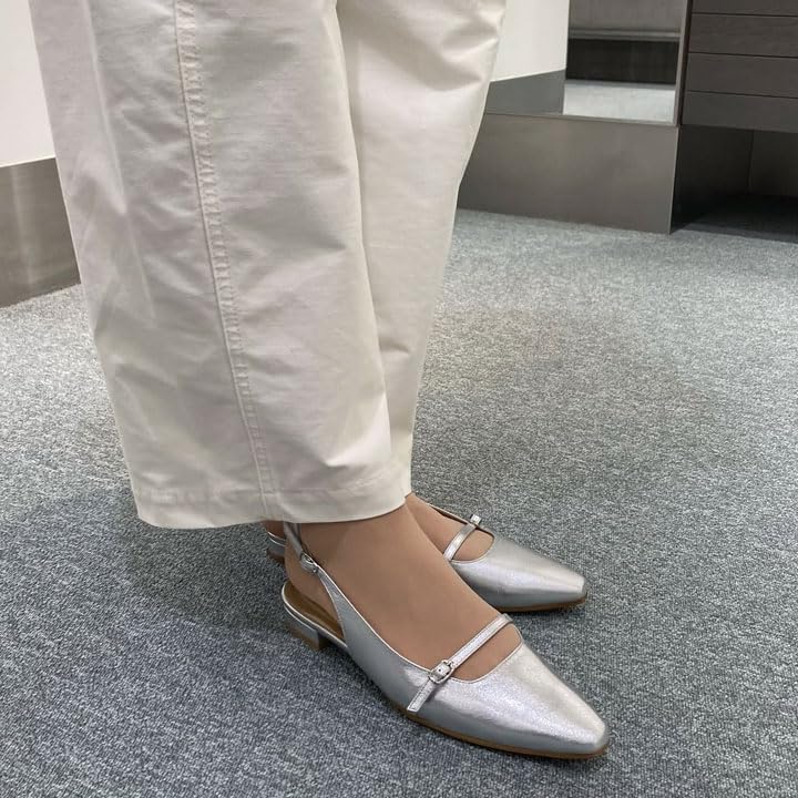 Low heel flat made in 134135100011 [Diana] shoes, Japan, silver, 23.5cm,
