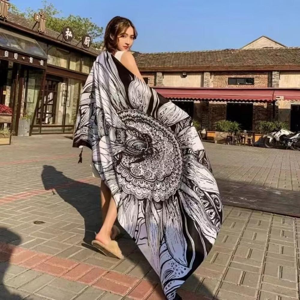 Chaka Salt Lake Great Northwest Tourism Ethnic Style Scarf Silk Scarf Women'S Summer Seaside Beach Shawl Sunscreen Thin