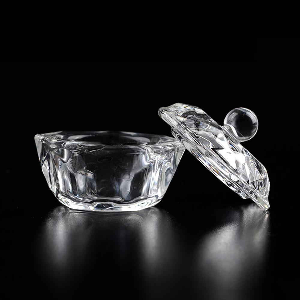 PHOENIXY Crystal Glass Dappen Miska s víčkem Akrylový tekutý prášek Monomer Nail Art Bowl Manikúra