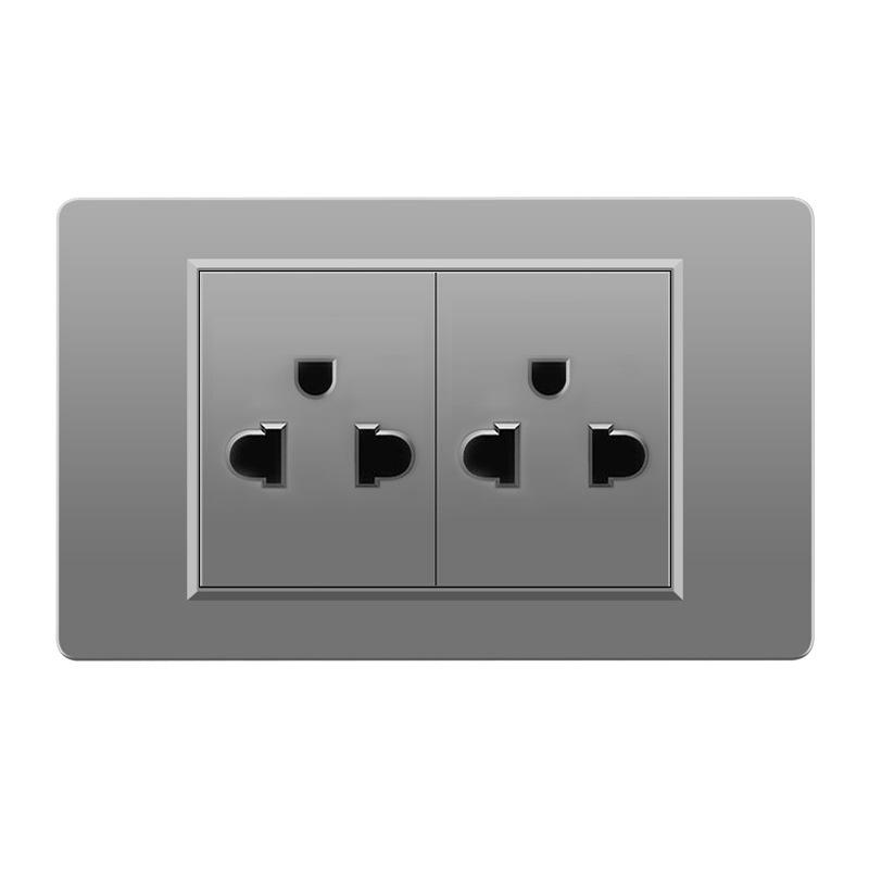 118 Type Switch Six-Hole Gray Wall Socket with Type-C 20W, Thai Style & PC Panel, Taiwan Socket