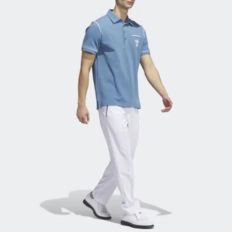 Adidas Originals X Bogey Boys SS23 Logo Pocket Button Short Sleeve Polo Shirt Men Polo Shirts Blue HY1789