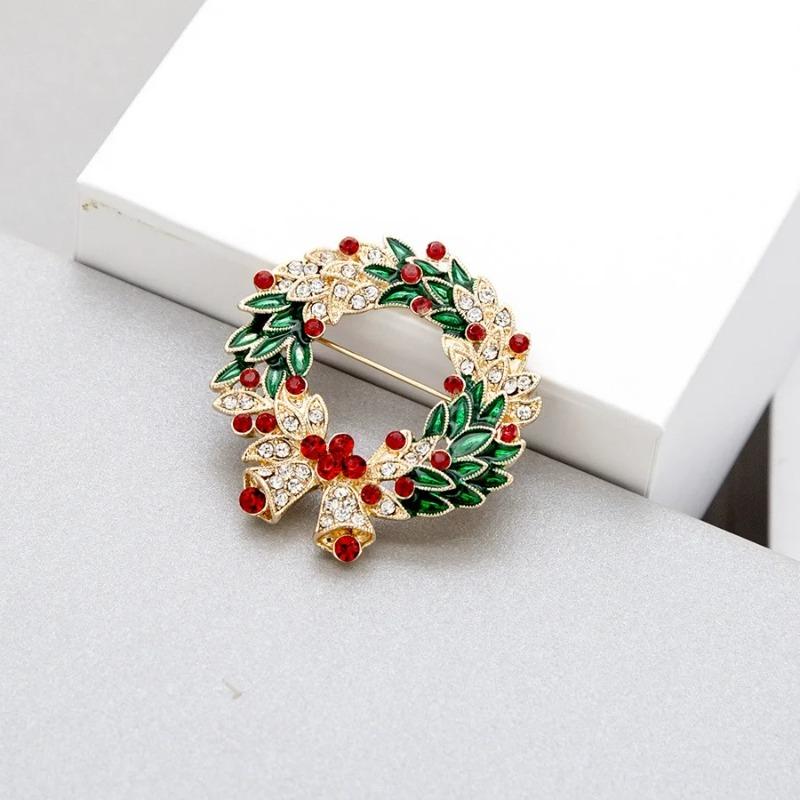 Spilla in Lega di Smalto con Ghirlanda di Aghi di Pino Natalizio per Donne Capodanno Navidad Abbigliamento da Festa Fai da Te Spilla in Metallo Regalo di Natale per Signore