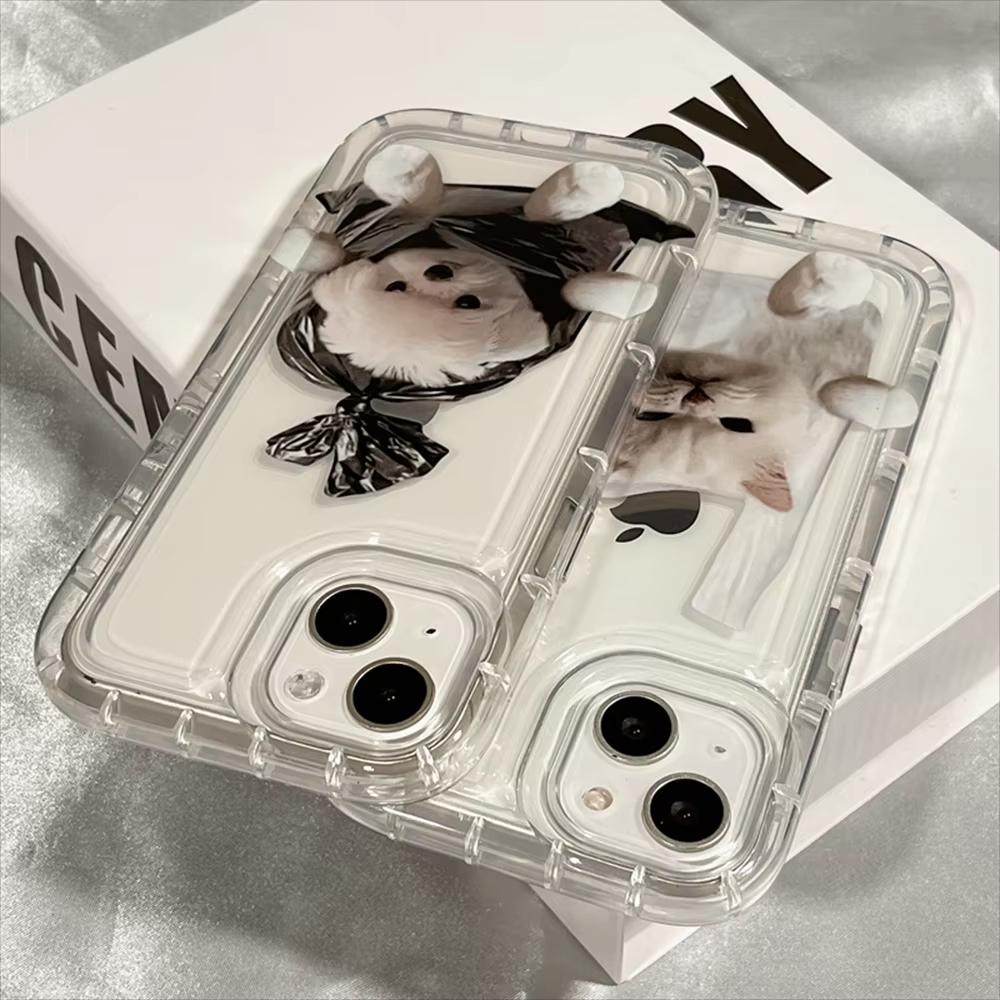 Funny Bag Cat Pattern Clear Phone Case For iPhone 17 Pro Max 16 15 14 13 12 11 Pro Max X XR15 Plus 16E 17Air Bumper Cover