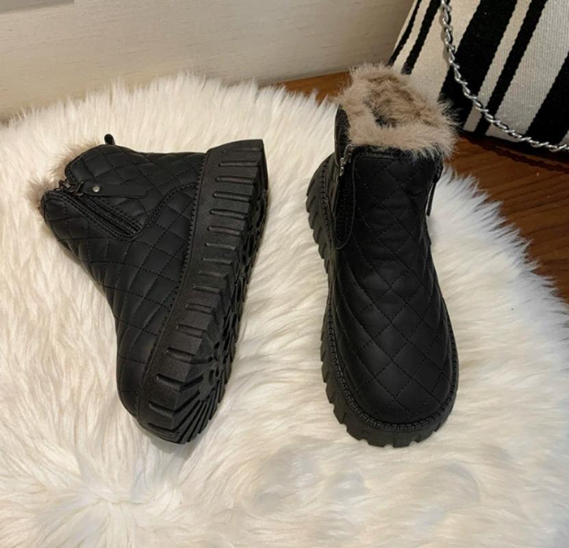

Women Ankle Boots British Style 2026 New Fleece Thick Bottom Women Zipper Platform Shoes Botas Autumn Winter Shoes for Women 40 чорний