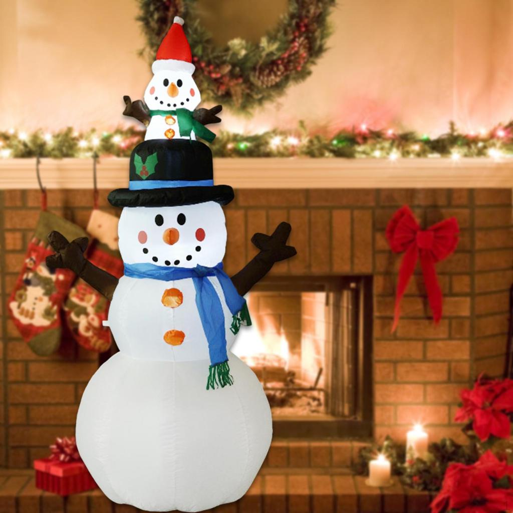 Christmas Snowman Inflatable Xmas Ornament with Branch Hand Glow Funny Yard Decoration Indoor