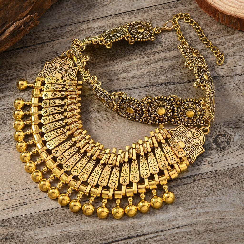 Ethnic Style Vintage Beaded Pendant Necklace With Geometric Design For Daily Wear