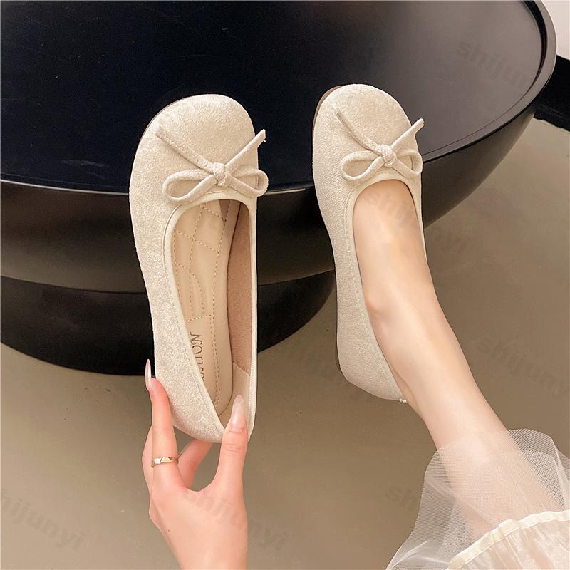 Fashion Women Ballet Flat Shoes Four Season Comfortable Anti Slip Outdoor Casual Shoes Fashion Bowknot Retro Candy Color Ladies Shoes
