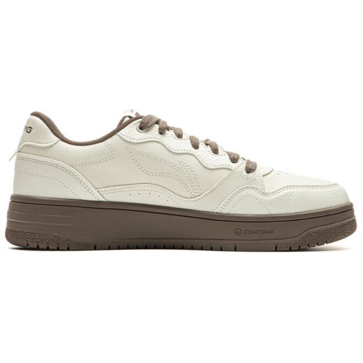 Li Ning Tianji Soft Slip Resistant Cushioning Abrasion Resistant Low Top Skateboard Shoes Men's Ecru AGCU317-1