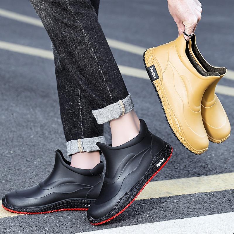2 New men's rain shoes non-slip waterproof short rain boots takeaway riders wear water shoes outside work