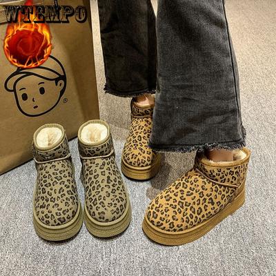 Snow Boots for Women In Winter Versatile Anti Slip Leopard Print Short Tube Thick and Warm Fur Integrated Northeast Cotton Shoes