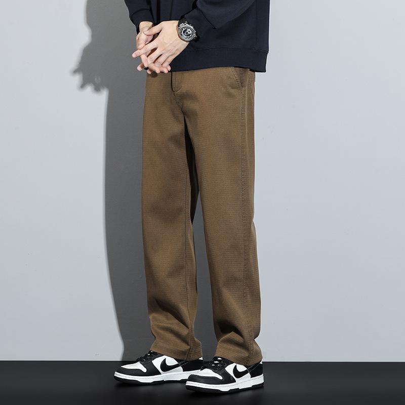 Men's Trendy Loose Straight Fleece Jeans - Casual Harem Long Pants for Autumn/Winter 2024