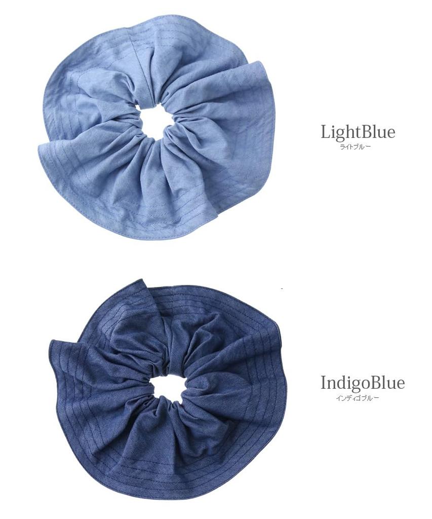 VINGTAINE Dungaree Large Trendy Hair Hair Women's Denim-Style Scrunchie, Scrunchie, Accessory, Tie, HS-218-IG