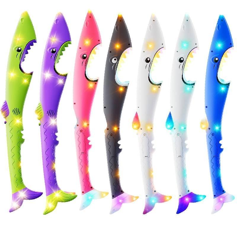 Glow-in-the-dark Shark Knife Toy With Colorful Sound Effects And Flashing Stick For Night Market Fun Wholesale