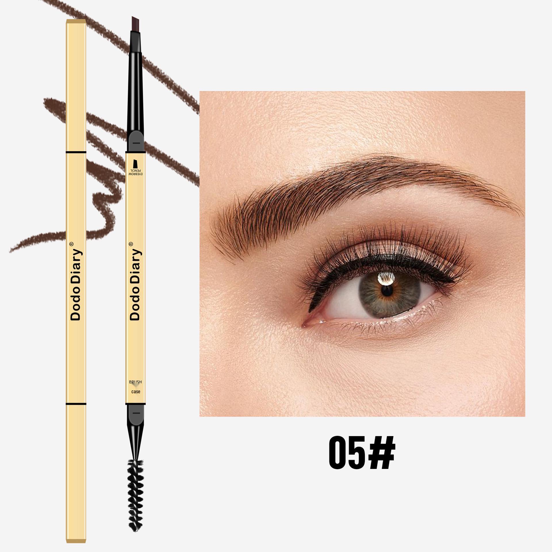 Треугольный ультратонкий двусторонний водостойкий карандаш для бровей DoDiary - Стойкий, Не размазывается, Защищен от пота, Дизайн в виде золотого слитка