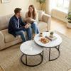 Set Of Two Marble Effect Stacking Tables White