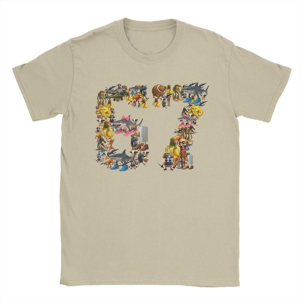 Vintage TShirt Summer 67 Six Seven Birthday Meme Viral Italian Brainrot Novelty T Shirts Cotton Tee Shirt  Unisex Casual Hot Sale