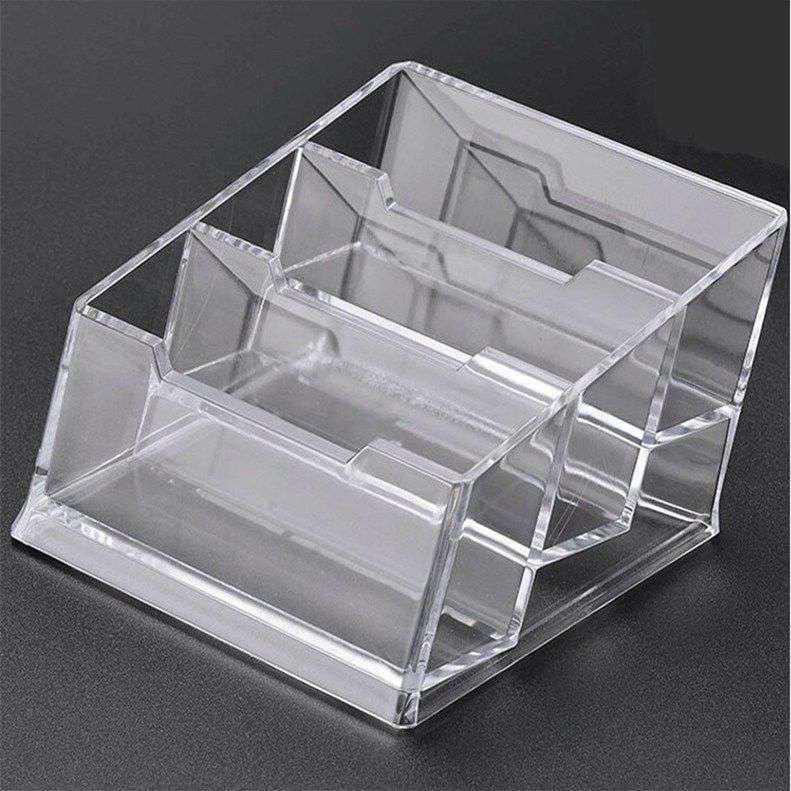 Transparent Acrylic Business Card Holder - Single Compartment Display Box for Office Cards