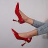 Shoes Woman 2025 Trend New Summer Red Heels Elegant Woman Black Heeled Pointed Toe Pumps Dress Leather White Ladies Shoes