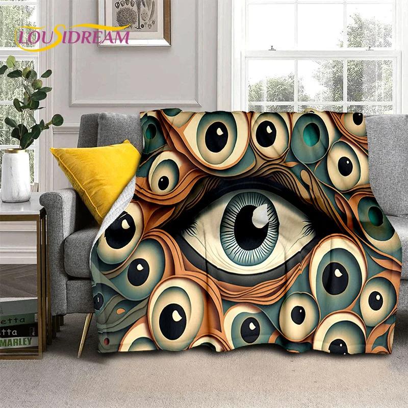 3D Boze Oog Turkije Blauw Nazar Oog van Horus Zachte Flanel Dekens, Plaid Comfortabele Deken voor Picknick Bedden Bank Slaapkamer