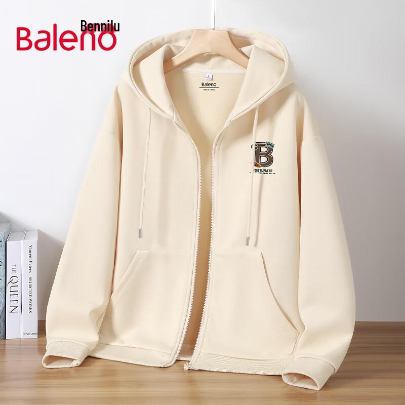 Baleno Men's Hooded JPBB Letter Print Zip-Up Sweatshirt Jacket