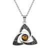 Viking Trinity Knot Mens Stainless Steel Tiger Eye Celtic Lucky Necklace