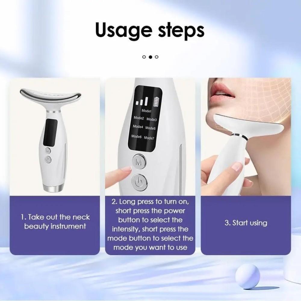 LED Photon 7 Colors Neck Beauty Instrument Electric Skin Care Tool Neck Care Massager Tool  Women