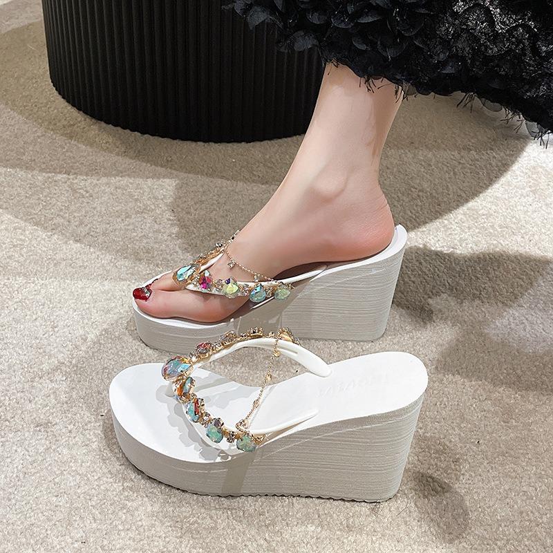 Fashion Fashion Platform Sandals Slippers Women High Heeled Summer Outdoor Beach Casual Wedges Crystal Sexy Women Flip Flops Slippers