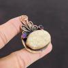 Fossil Coral Pendant African Amethyst Pendant Copper Pendant Excellent Quality Gemstone Pendant Copper Jewelry Handmade Modern Style Pendant