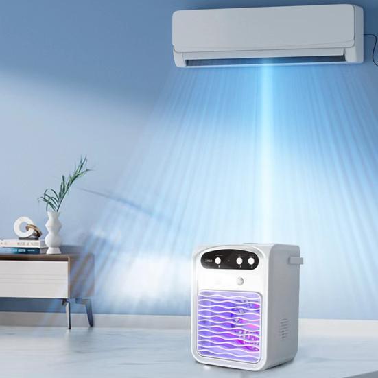 Aparat de aer condiționat portabil cu rezervor mare de apă, baterie reîncărcabilă, funcționare silențioasă, unitate AC portabilă cu difuzor compatibil Bluetooth
