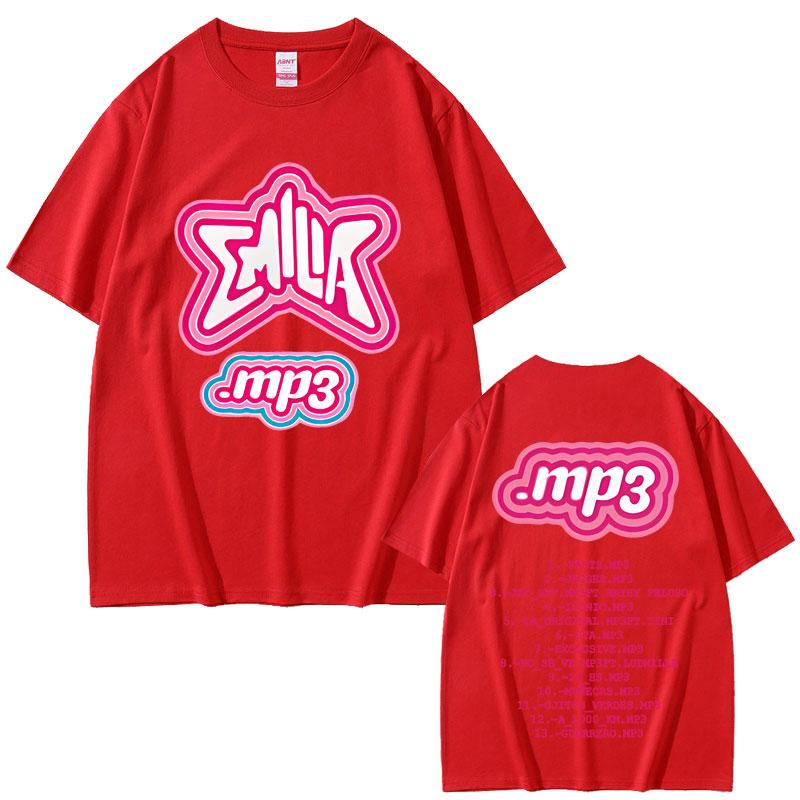 Singer Emilia Mernes MP3 Tour Print Tshirt Male Casual Tshirt Men Hip Hop Oversized Crewneck T Shirts Mens Vintage Tees