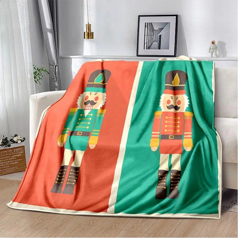 3D Nutcracker Christmas Tree Soft Plush Blanket,Flannel Blanket Throw Blanket for Living Room Bedroom Bed Sofa Picnic Cover Kids
