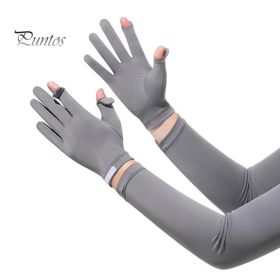 Sunscreen Arm Sleeves Women Sun Protection Gloves, Cooling with Detachable Full Finger Gloves Anti-Slip Palm, UV for Summer Driving Cycling Hiking