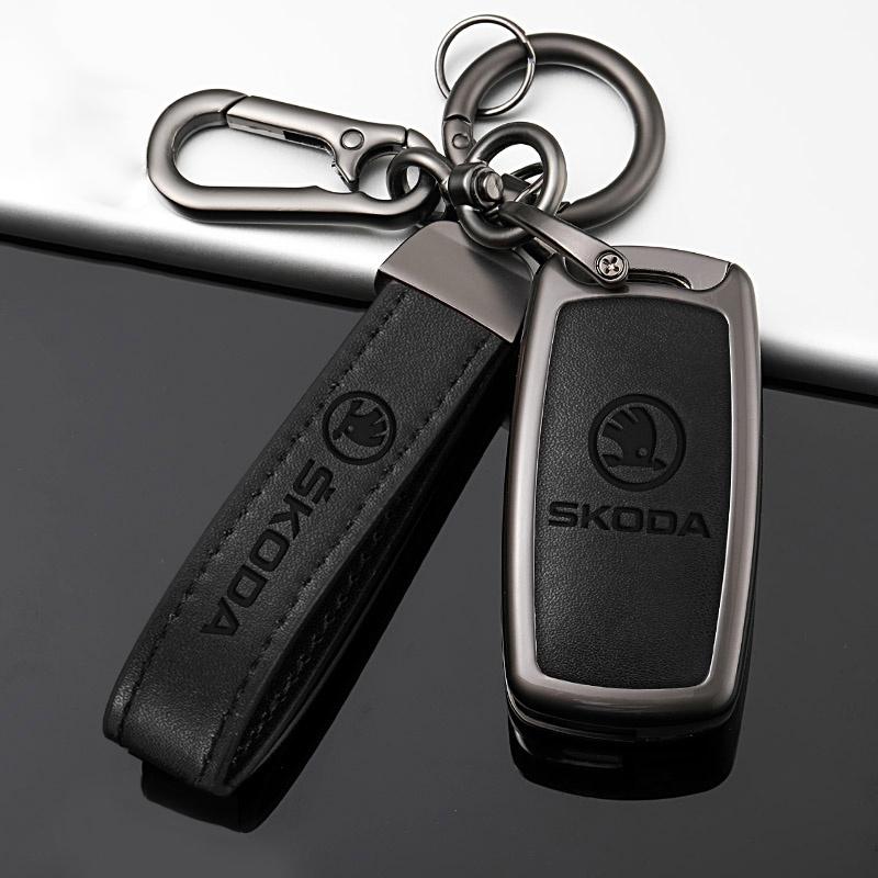 DAYB7 Car Flip Remote Key Fob Case Cover For Skoda Octavia A5 A7 Fabia Superb Kodiaq Karoq Protector Shell Bag Keychain Accessories